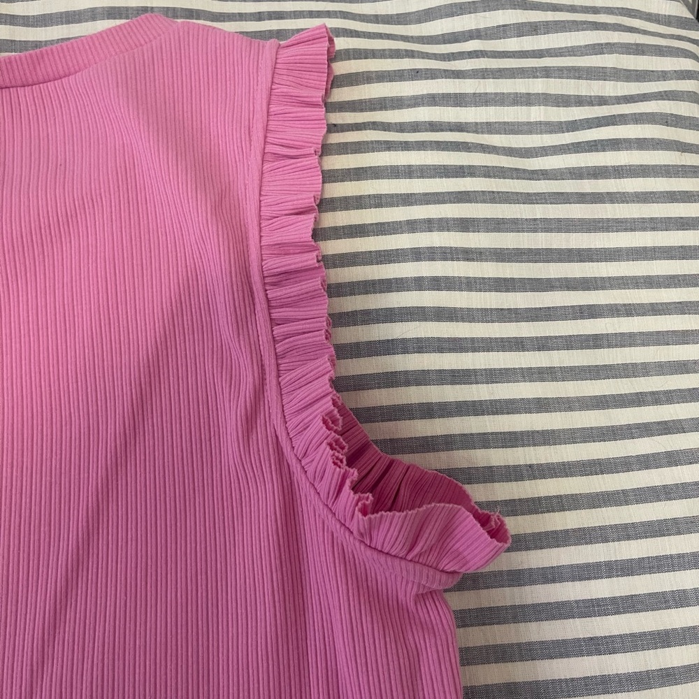 J. Crew Pink Ribbed Ruffle Tank - Picture 11 of 12
